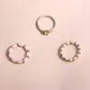 Anneaux de bande 3 pièces Simple simulé perle anneau ensemble bohème bijoux multicolore résine perle élastique anneaux pour femmes nuptiale fête cadeau G230213