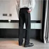 Men's Pants Men Suit Pants Solid Full Baggy Casual Wide Leg Trousers Black White High Waist Straight Bottoms Streetwear Oversize Pants 230223