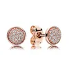 CZ Diamond Pave Stud Orecchini in oro rosa per Pandora 925 Sterling Silver Wedding Party Jewelry per le donne Rose Gold Girlfriend Gift Orecchini HIP HOP con scatola originale