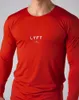 Heren t shirts lente en herfst heren hardlopen fitness slanke lange mouw gym bodybuilding mesh rood t-shirt merk mode sport tops