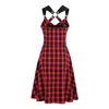 Casual Dresses Women Plus Size Plaid O Ring Criss Cross High Low Dress Vintage Sleeveless A Line Party Retro Swing Vestidos