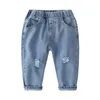 Jeans Frühling Herbst 2 3 4 6 8 10 Jahre Kinderbekleidung Kinder Alle passenden elastischen langen Hosen Löcher Jungen Denim Jeans Hosen 230223