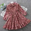 Girl's Dresses Baby Girls Dresses For Kids Clothes Spring Autumn Cotton Floral Print Teens Dress Long Sleeve Cute Children Outfits Vestidos