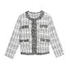 Chaquetas de mujer Retro corta pequeña chaqueta con fragancia otoño moda coreana chaqueta francesa suelta tweed temperamento top femenino 230223