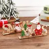 Dekoracje świąteczne wesoły drewniany ornament malowany Święty Mikołaj Elk Wood rzemiosło na rok imprezowy stół domowy Dekor Dekreat Noelchristmas Noelchristmas