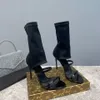 Sandali da donna moda piedi in pelle di pizzo nudi stivali con tacco alto scarpe da sposa per feste di lusso da spettacolo taglia 35-42