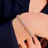 Łańcuch luksusowy Bransoletka geometrii z kolorowym kamieniem naturalnym cyrkon Vintage S925 Srebrzysty biżuteria dla kobiet prezent na rocznicę ślubu G230222