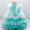 Girl's Dresses Lolita Bow Baby Girl Dress Newborns Flower Baptism Dress for Girls First 1 Year Birthday Party Wedding Dress Baby Clothes Gown Z0223