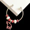 Charm armband handgjorda mode röda vita europeiska pärlor grekiska sorority aeo elefant öppna armband