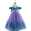 Robes de fille Fille été broderie imprimer épaule princesse robe adolescents maille robe de bal robe élégante robe de mariée robe de fête d'anniversaire Z0223