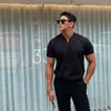 T-shirt da uomo 2023 Uomo Gentlemans Business Manica corta Fitness T-shirt Camicia con scollo a V Slim Fit Skinny Casual