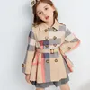 Tench Coats Girl Coats Autumn Winter Teenage Långärmad Trench Jacka barn Double Breasted Belted Windbreaker Child Söt kappa för 212Y 230223