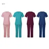 Unisex scrub set solid-color uniforme verpleegkundige persoonlijke beschermingsmiddelen voor zakenvrouw passen schoon schoonheidssalon werkkleding