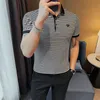 Men's Polos Business Casual Polo Shirt Men Striped Lapel T-shirts Spring Summer 2023 Slim Short-sleeved Clothing S-4XL