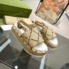 Designer Sandal Women Platform Sandaler Fashion Straw Slipprs Ladies Wedge Slipper Classic Monogram Mönster Slides