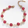Link Chain Luxury Bracelet for Women made with Austrian Crystal Round Design Girls Bracelets Bangle Hand Accessories Birthday Bijoux Gift G230222