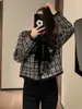 Femmes Vestes Woherb Printemps Automne Vintage Tweed Manteau Femmes Élégant Tempérament Chic Recadrée À Manches Longues Ropa Para Mujer 230223