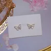 Stud Earrings 14k Real Gold Plated Fashion Jewelery Crystal Cute Butterfly Exquisite For Woman Holiday Party Elegant Earring