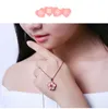 Girl Pendant Necklaces students sweet pink zircon crystal flower pendant rose gold plated sweet necklace women wedding birthday party jewelry gift fashion Jewelry