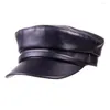 Berets Men's Women's Unisex Real Leather Sheepskin Flat Cap Military Beret Naval Hat Sboy Army/Navy Caps/Hats