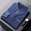 Polo da uomo MLSHP 100% cotone Polo da uomo Luxury manica lunga Primavera e autunno Tinta unita Business Casual Polo da uomo 3XL 230223