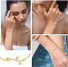 Link Chain U7 Women Gold Link Rolo Chain Yellow Rose Flower Charm Armband Justerbar 6.3-8.3 tum G230222