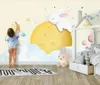 Wallpapers Bacal Modern Moon On The Sleeping Cute Cartoon Yellow Children Room Background 3D Mural Wallpaper Huda