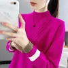 Women's Sweaters Stylish Half High Collar Spliced All-match Knitted Sweater Women's Clothing Autumn Loose Casual Pullovers Commute Tops 230223