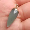 Charms Natural Stone Amethyst Rose Quartz Agate Faceted Pointed Pendant For Jewelry Making DIY Necklace Accessories Gift 13x26mm