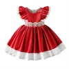 Meisjesjurken Nieuwjaar babymeisjes Kerstjurk Lace Flower Girl jurk Teuter Kinderen Xmas Princess Children Wedding Party Kostuums Kleding Z0223