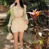 Skirts HOUZHOU Sexy Cute White Mini Skirt Women Drawstring Folds High Waist Irregular Ruffle Patchwork Fairycore Short Mori Girl 230223