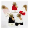 Beanie/Kafatası Kapakları Moda Erkek Tasarımcıları Şapkalar Bonnet Kış Beanie Örme Yün Şapka Plus Veet Cap Sklies Kalın Maske Fringe Sevimli Dhmge