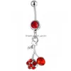 Bot￣o de sino do umbigo an￩is D0164 Cherry Body Piercing Jewelry Drop Drop Deliver