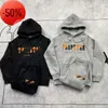 Herrespår män kvinnor färg flocking hoodie tröja kostym Trapstar fleece set hoody kläder svett 2023SS Leisure Fashion2