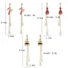 Boucles d'oreilles pendantes chaîne dorée pendentif rouge blanc arbre de noël coloré canne en bonbon et cloche incrusté de Zircon pour les femmes cadeaux