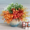 Decorative Flowers 4 Forks Plastic Eucalyptus Leaves Fake Plants Flower Material For Wedding Wall Home Decoration Greenery Plant Leaf Decor