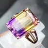 حلقات الكتلة حلقة Ametrine 925 Sterling Silver 7.3ct 10 14mm Gem Gem Jewelry للرجال أو النساء #HZ18062101