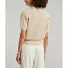 Kvinnors blusar skjortor Summer Temperament Sticked Polo Lapel Hollow Loose Short Sleeve Top Street Fashion 230223