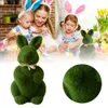 Partydekoration 2PCS handgemachte Ostern Moos Kaninchen Kunstrasen Gras Hase Ornamente Tierfiguren DIY Frühlingsdekorationen Kinder Geschenk Y2302