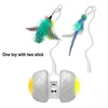 Cat Toys Smart Interactive Lrregular Rotating Mode S Grappige huisdierspel Elektronische LED Light Feather Kitty Balls 230222