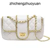 new women's designer live leather women's 2023 new small square chain single shoulder Ling lattice bag