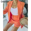 Women's Suits Blazers Deenor Summer One Button Female Suit Jacket Full Sleeve Outwear Chic Loose Spring Ol Femme Suit Women Blazer 230223