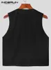 Gilet da uomo Party Nightclub Style Uomo Gilet con bottoni in metallo solido Casual llmatch Maschile senza maniche con scollo a V S5XL INCERUN Top 2023 230223