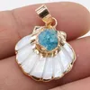 Charms Natural Shell Pendant Fritillary Fan Shape Phnom Penh Crystal Bud For Jewelry Making DIY Necklace Bracelet Accessories
