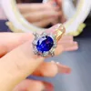 Cluster Anneaux 925 STERLING Silver Natural Natural Sri Lankan Colored Sapphire Ring 8x10 mm