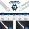 T8 LED-r￶rlampor 4ft 36W 4680LM 6000K 5000K Cold Daylight White T10 T12 Fluorescerande ers￤ttning Ta bort ballast D-formad Bi Pin G13 Dual-End Garage Warehouse Lamp