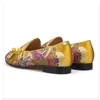 GAI GAI Dress Shoes Yellow Handmade Embroidered Man Round Toe Flower Knot Flats Loafer Mail Slip on Wedding Men 230223