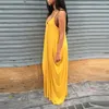 Casual klänningar sexiga kvinnor sommar lös lång klänning kvinna godis färger spaghetti remmar boho v-hals strand maxi plus size lady