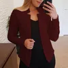 Women's Suits Women's Coats Long Sleeves Solid Color Slim Fit Women Blazer Office Work Notched Collar Open Stitch Cardigan Outerwear