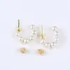 Boucles d'oreilles en gros de luxe Design couleur blanche 5-6mm pomme de terre perle boucle d'oreille eau douce